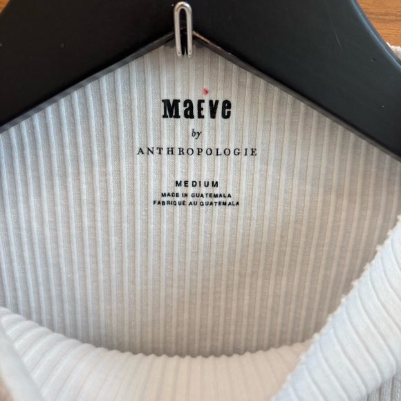 Maeve White Ribbed Top, Size M - Picture 4 of 6